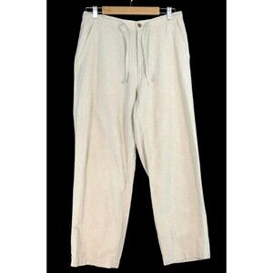 Havanera Co. Linen Blend Pants Women's Large 36-38 Natural Woven Loose Leg